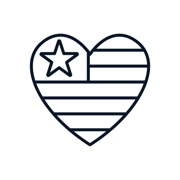 Isolated usa heart line style icon vector design — Stock Vector