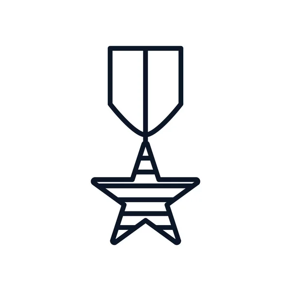 Aislado rayas estrella medalla línea estilo icono vector diseño — Vector de stock