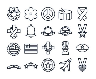 Memorial day line biçimi vektör dizaynı