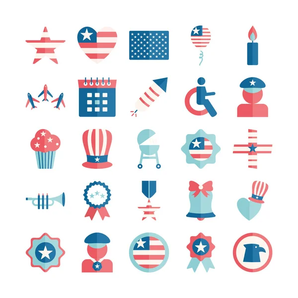 Memorial day flat style icon set vectoriel design — Image vectorielle