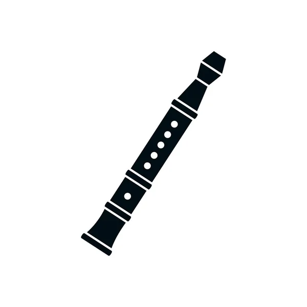 Flute instrument silhouette style icon vector design — Διανυσματικό Αρχείο