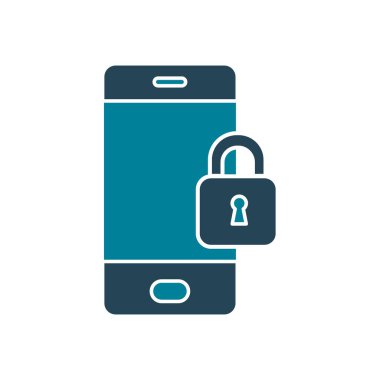 smartphone with padlock of security system silhouette style icon vector design