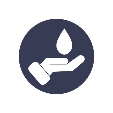 su damlası ve el simgesi, blok biçimi