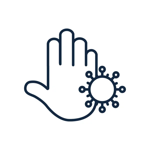 Icono de símbolo de mano y virus, estilo de línea — Vector de stock