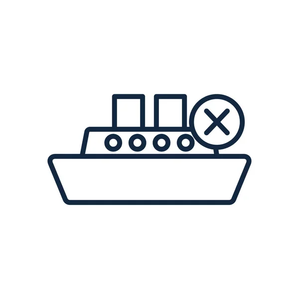 Forbidden maritime traffic symbol of cruise icon, line style — Stock Vector