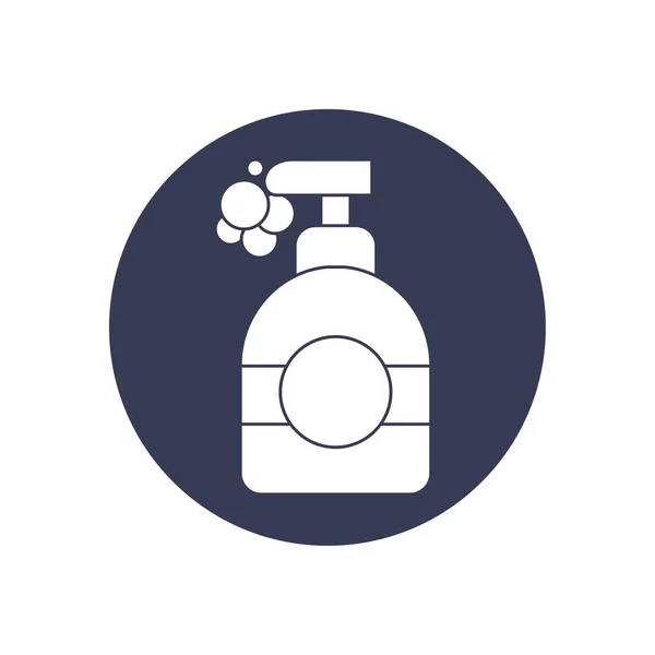 Ruční mýdlo láhev ikona, blok styl — Stockový vektor