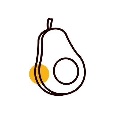 İzole edilmiş avokado meyvesi yarı çizgi yarı renk ikon vektör tasarımı