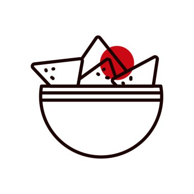 Meksika nachos yarım çizgi yarı renk ikon vektör tasarımı