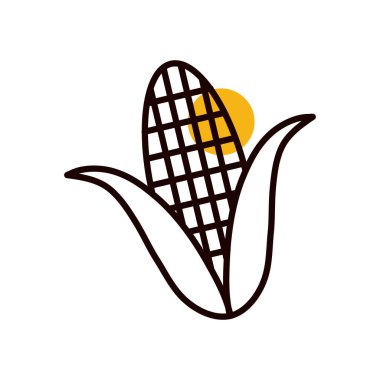 İzole mısır yarım çizgi yarı renk ikon vektör tasarımı