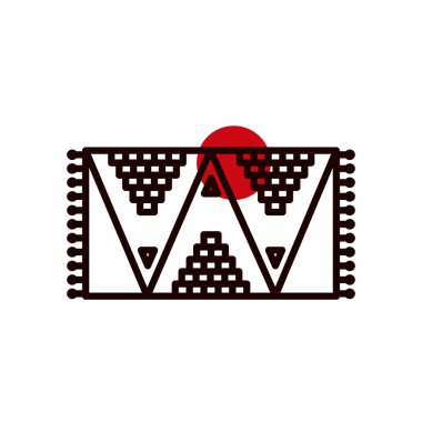 Meksika halısı yarı çizgi yarı renk ikon vektör tasarımı