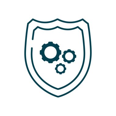 Dişli tekerlek simgesi olan kalkan, çizgi biçimi