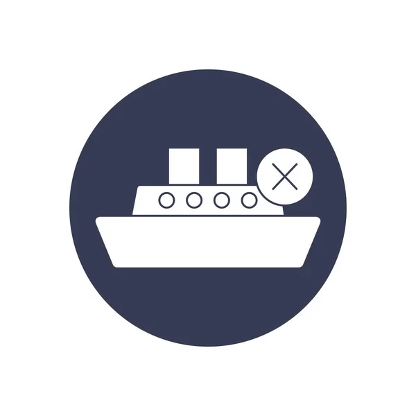 Forbidden maritime traffic symbol of cruise icon, block style — Stock Vector