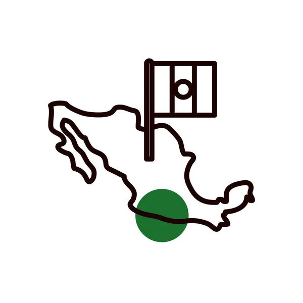 Mexicaanse kaart met vlag halve lijn halve kleur stijl pictogram vector ontwerp — Stockvector