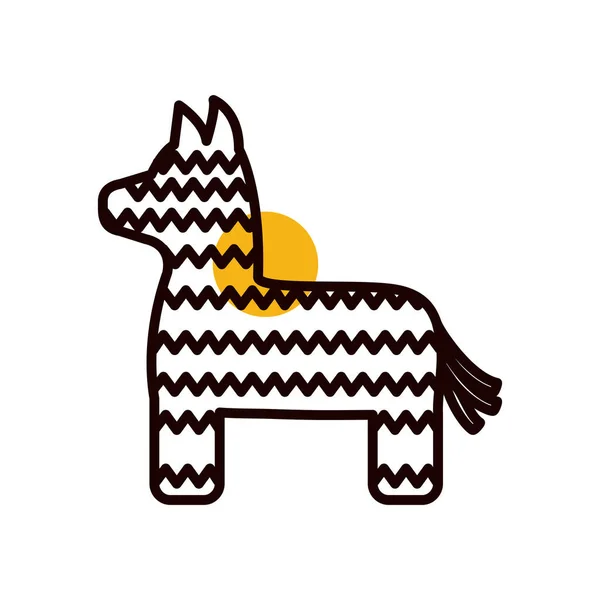 Meksika pinata köpeği yarı çizgi yarı renk ikon vektör tasarımı — Stok Vektör