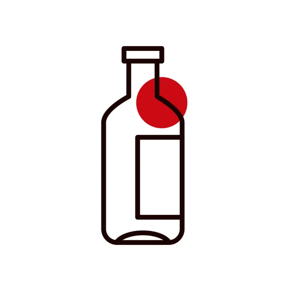 Botella de bebida mitad línea mitad color estilo icono diseño vectorial — Archivo Imágenes Vectoriales