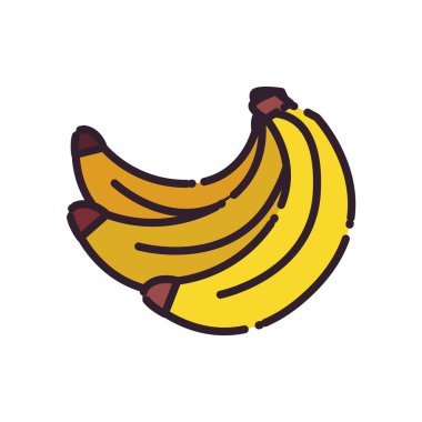 İzole edilmiş muz meyvesi doldurma biçimi vektör tasarımı