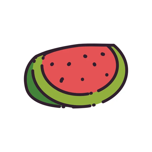 Isolierte Wassermelonenfrucht Füllung Stil Symbol Vektor-Design — Stockvektor
