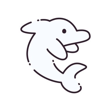 İzole edilmiş yunus çizgisi biçim vektör tasarımı