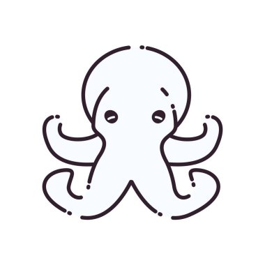 İzole ahtapot çizgisi biçim vektör tasarımı