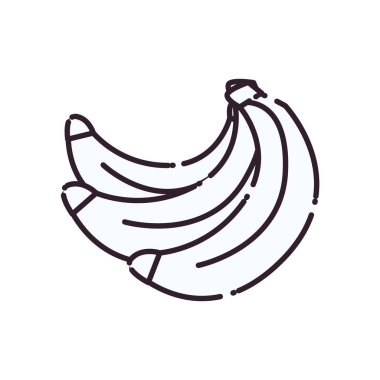 İzole edilmiş muz meyve çizgisi biçim vektör tasarımı
