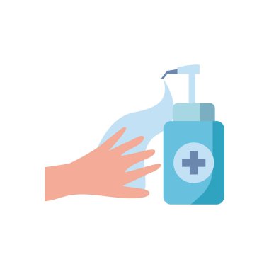 El ve antibakteriyel jel şişesi ikonu, düz stil.