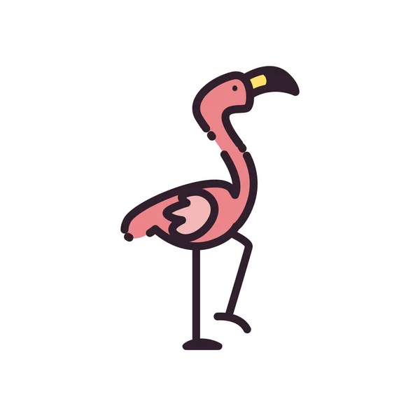 Flamingo bird fill style icon vector design — Stock Vector