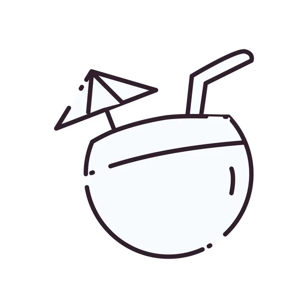 İzole edilmiş hindistan cevizi kokteyli çizgisi ikon vektör tasarımı — Stok Vektör