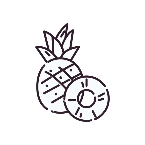 Abacaxis isolados design de vetor ícone estilo linha de frutas — Vetor de Stock