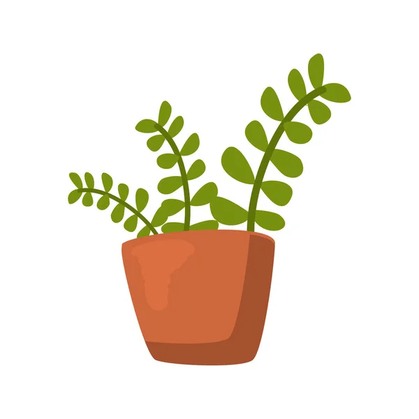 Planta aislada dentro del diseño del vector icono de estilo plano de olla — Vector de stock