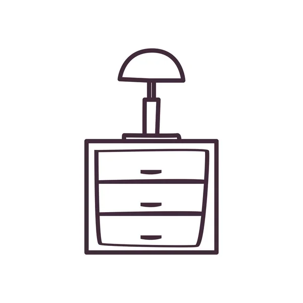 Lámpara de casa aislada sobre la línea de mesa icono de estilo de diseño vectorial — Archivo Imágenes Vectoriales