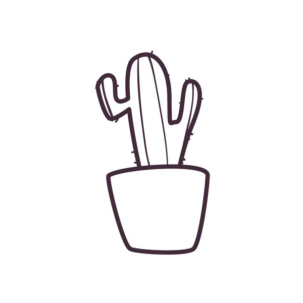 Cactus aislado planta línea estilo icono vector diseño — Archivo Imágenes Vectoriales