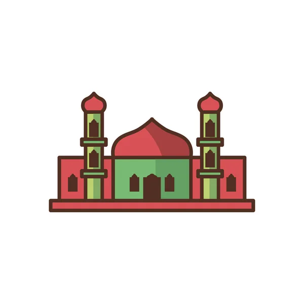 Ramadán mezquita relleno estilo icono vector diseño — Vector de stock