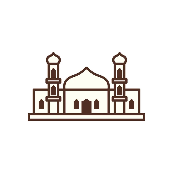 Ramadan Moschee Linie Stil Ikone Vektor Design — Stockvektor