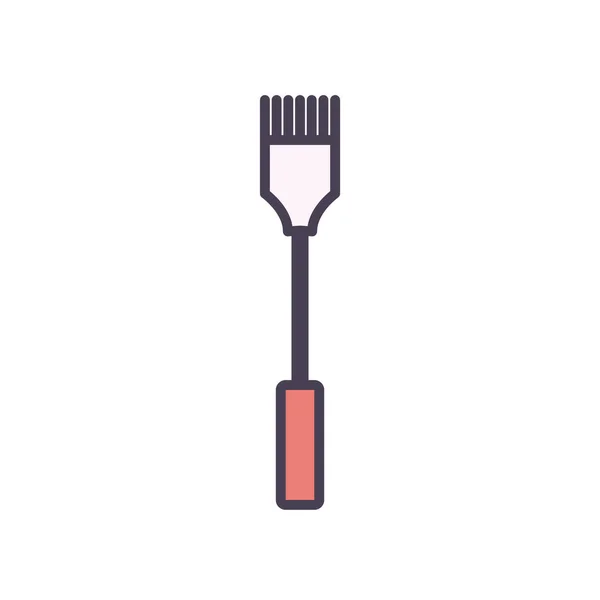 Línea de cepillo de cocina aislada y diseño de vectores icono de estilo de relleno — Vector de stock