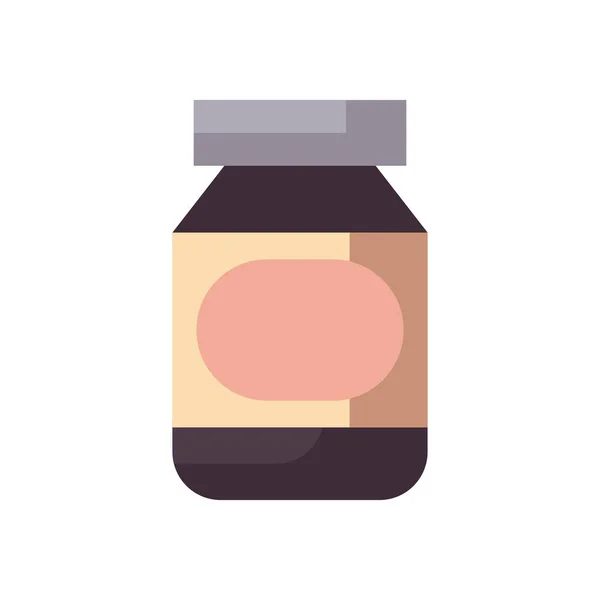 Píldoras médicas icono de la botella, estilo plano — Vector de stock