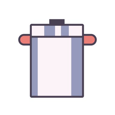 İzole edilmiş mutfak kabı hattı ve biçim ikonu vektör tasarımını doldur