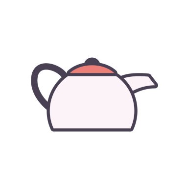 Ayrı çay ya da kahve ısıtıcısı hattı ve biçim ikon vektör tasarımı