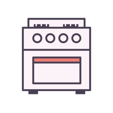 İzole edilmiş soba hattı ve biçim ikonu vektör tasarımını doldur