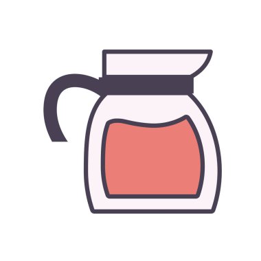 Ayrı çay ya da kahve ısıtıcısı hattı ve biçim ikon vektör tasarımı