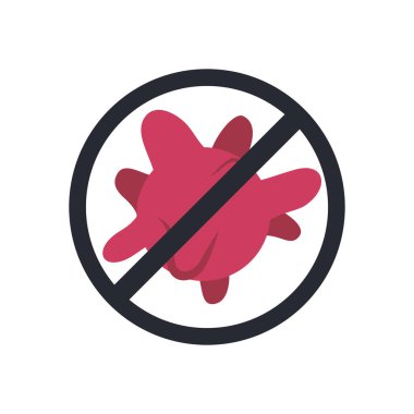 Virüs simgesiyle yasaklı işaret, düz stil