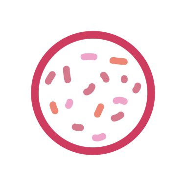 Virüs mikrobu ikonlu petri kabı, düz stil