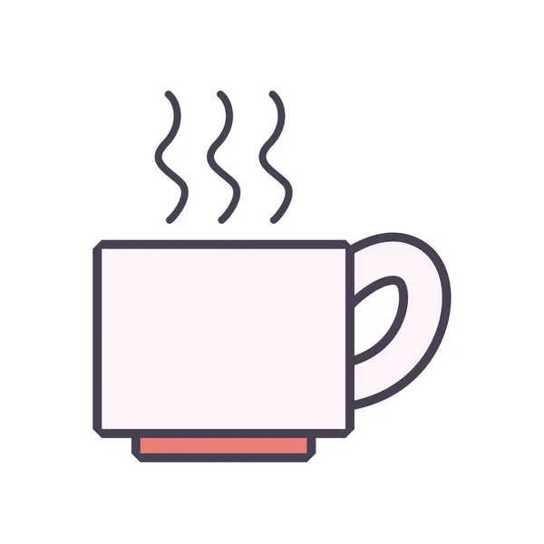 Línea de taza de café aislada y diseño de vectores de iconos de estilo de relleno — Vector de stock