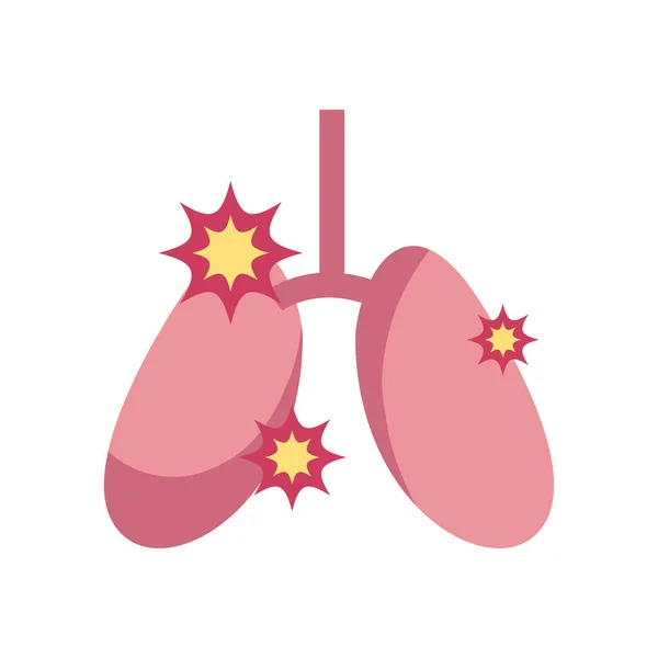 Ícone de pulmões doentes, estilo plano — Vetor de Stock