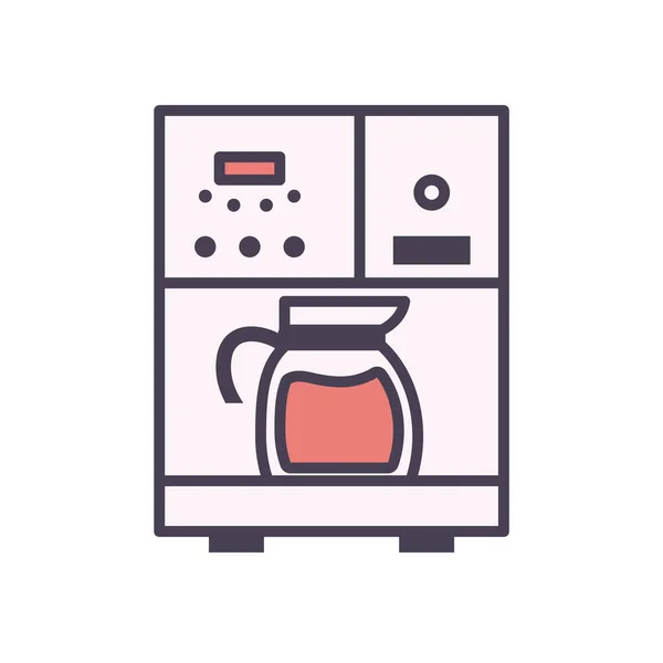 Μεμονωμένο τσάι ή καφέ βραστήρα πάνω από τη γραμμή του μηχανήματος και συμπληρώστε στυλ εικονίδιο διάνυσμα σχεδιασμό — Διανυσματικό Αρχείο