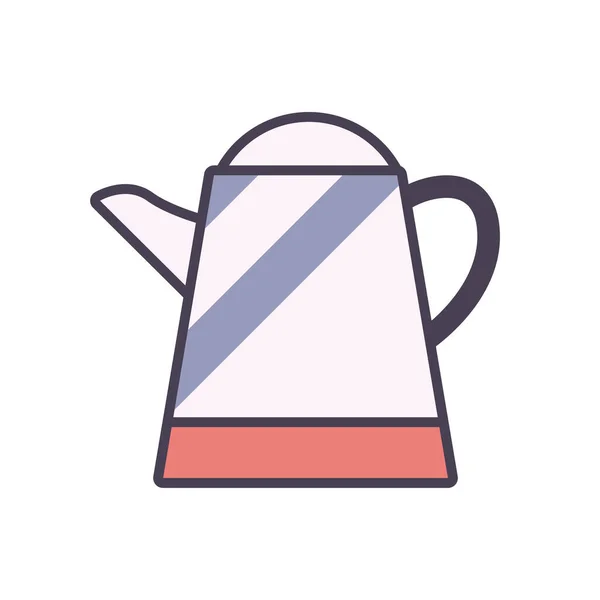 Línea aislada de té o café hervidor de agua y relleno icono de diseño de vectores de estilo — Vector de stock