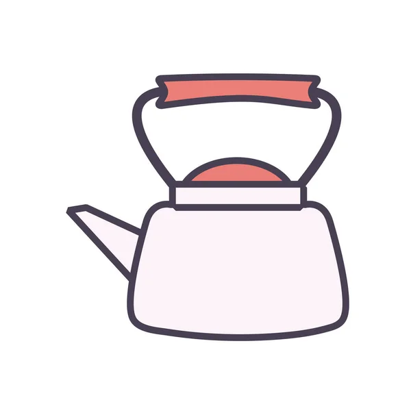 Línea aislada de té o café hervidor de agua y relleno icono de diseño de vectores de estilo — Vector de stock