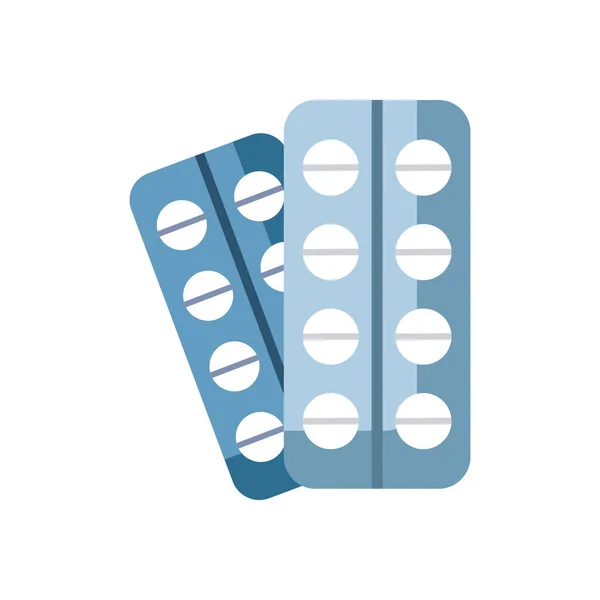Pilules icône blister, style plat — Image vectorielle