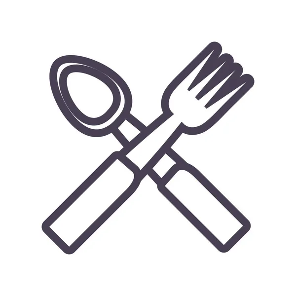 Cuillère et fourchette isolées style dégradé icône conception vectorielle — Image vectorielle