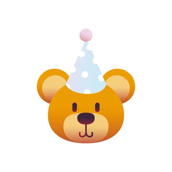 Bear with party hat gradient style icon vector design — Stock Vector