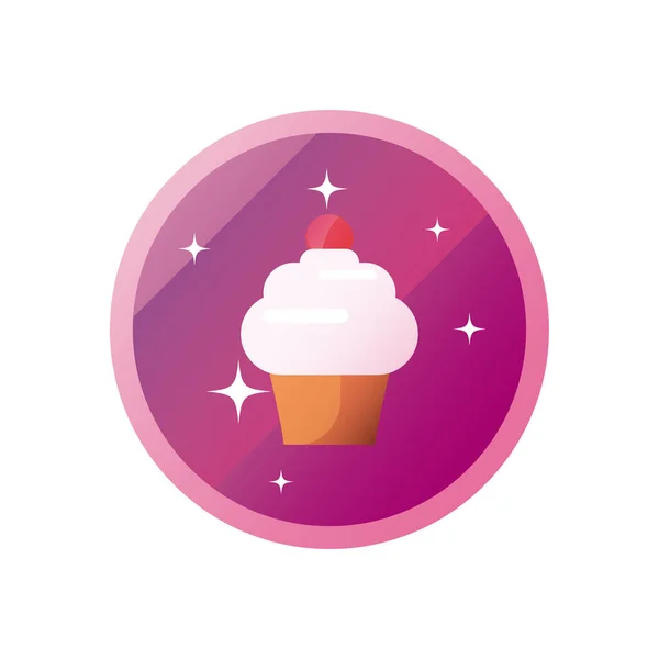 Diseño aislado cupcake postre estilo degradado icono vector — Vector de stock